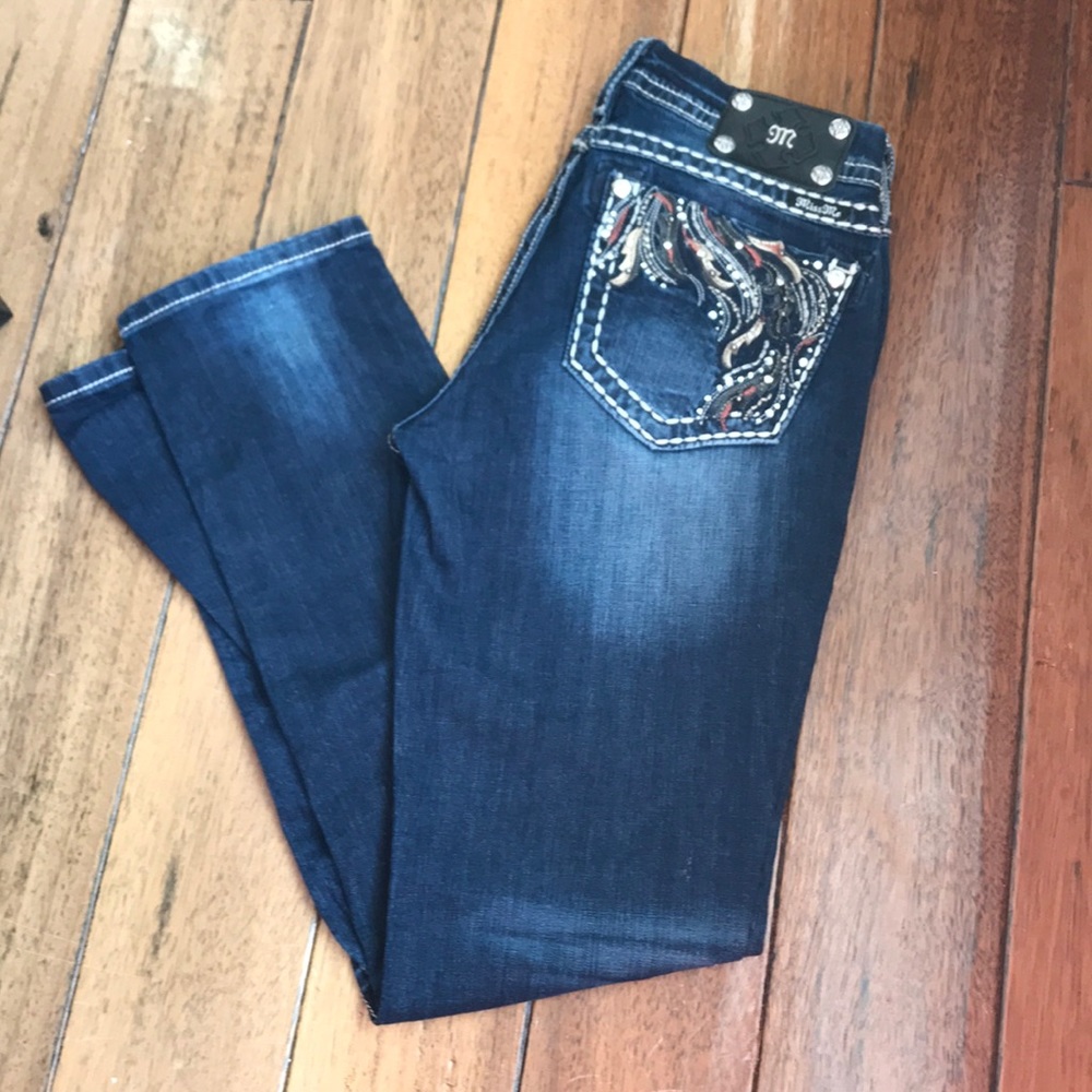 Miss Me jeans with embellished back pockets.